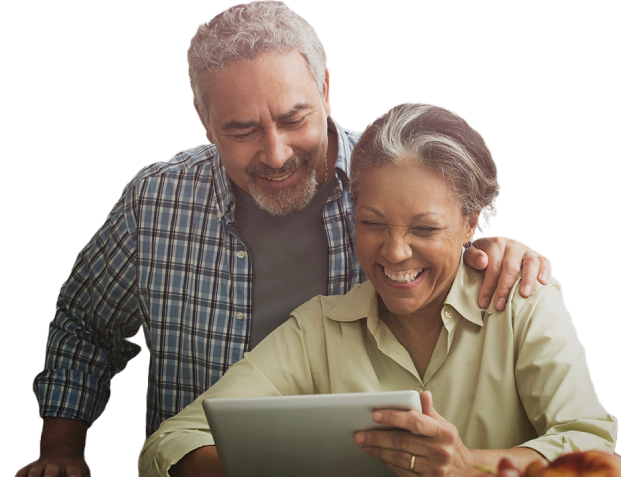 A couple looking online together