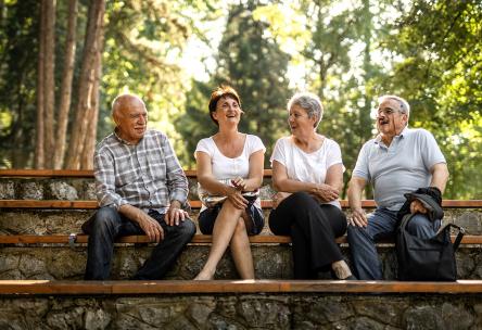 Two men and two women on a bench