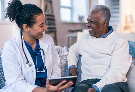 A doctor speaking with a patient.