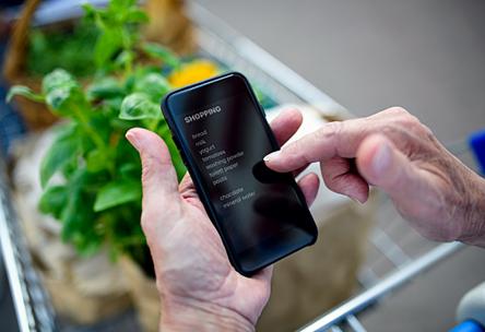 A phone with a shopping list.