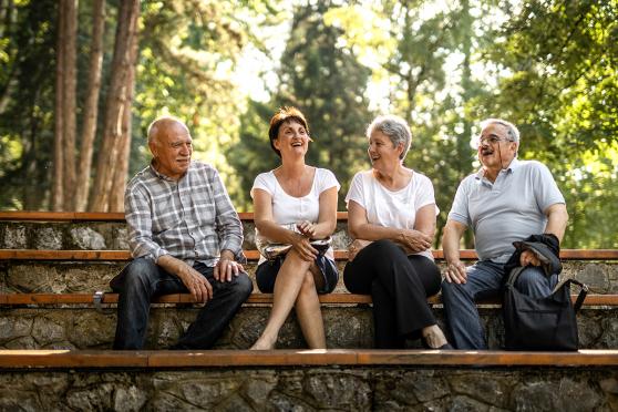 Two men and two women on a bench
